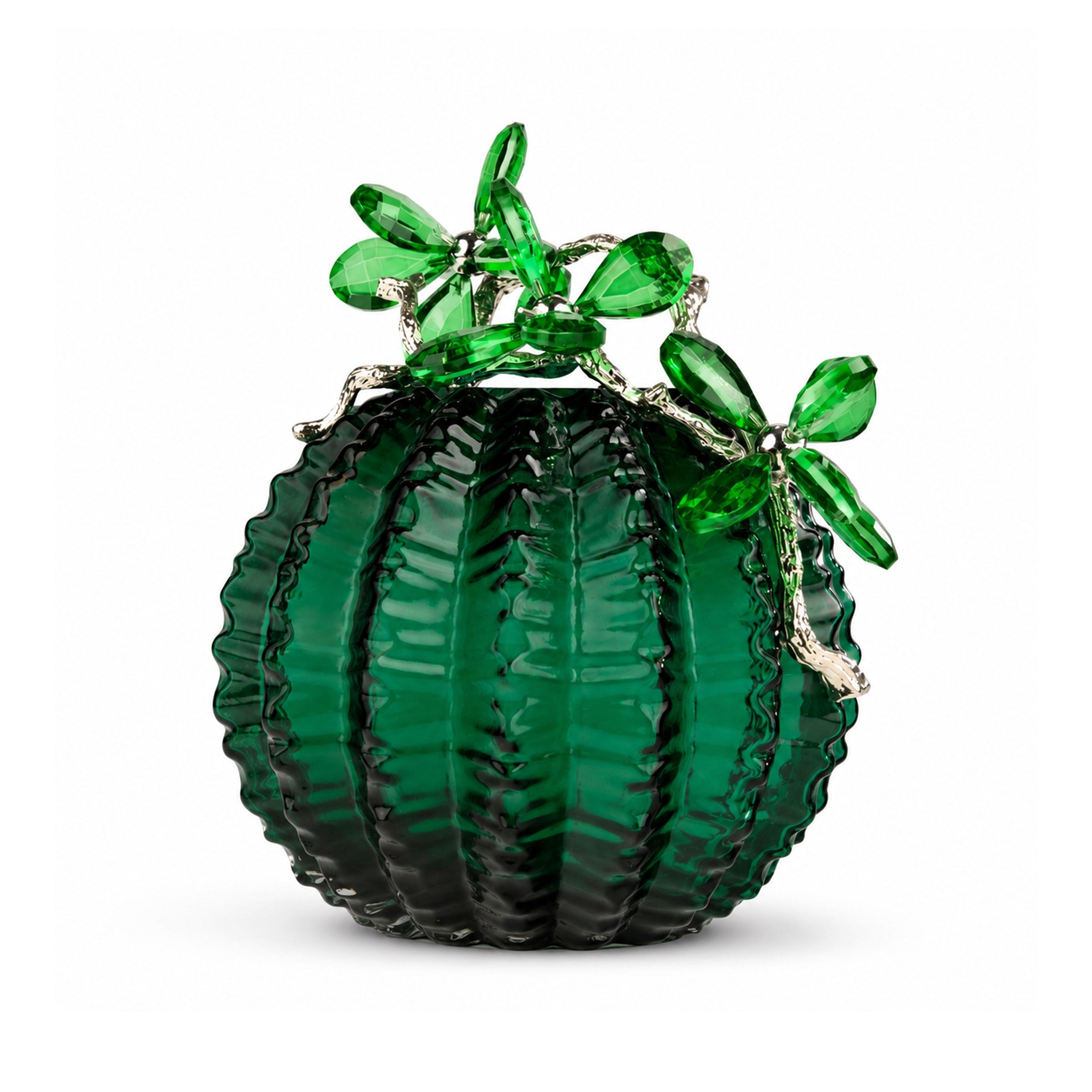 Emerald Leaf Crystal Vase